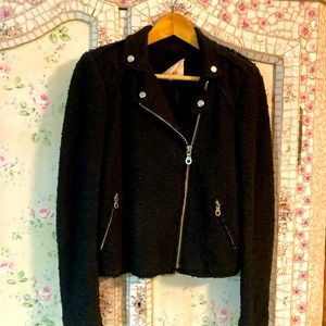 Rebecca Taylor Boucle Moto jacket blazer black small 6